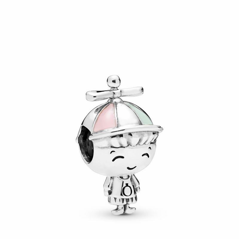 Pandora Propeller Hat Boy Charm Ireland - Sterling Silver/Enamel/Green - 683712WOS